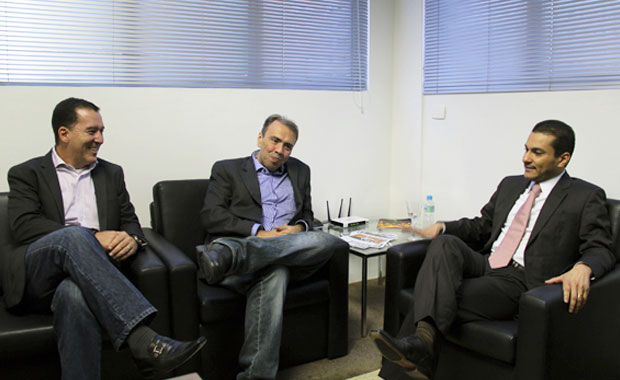 Deputado Vinícius Carvalho, Eduardo Machado e Marcos Pereira na sede do PRB paulista